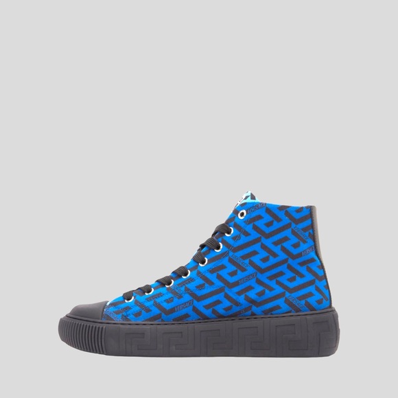 ๐ ๐ VERSACE Blue Greca High-Top Sneakers ๐ซ Size: EU 41 Color: Black/Blue - Picture 3 of 9